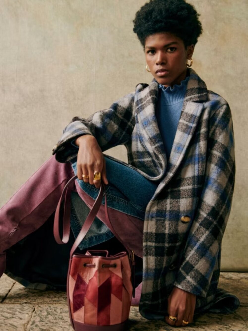 NWT Sezane Viktor Coat Prairie Check size 2 runs large - Picture 4 of 9